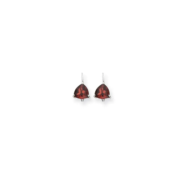 Earrings Goldia 14k White Gold 7mm Trillion Garnet Leverback Earrings