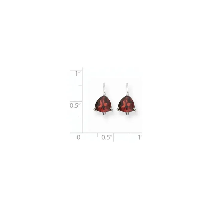Earrings Goldia 14k White Gold 7mm Trillion Garnet Leverback Earrings
