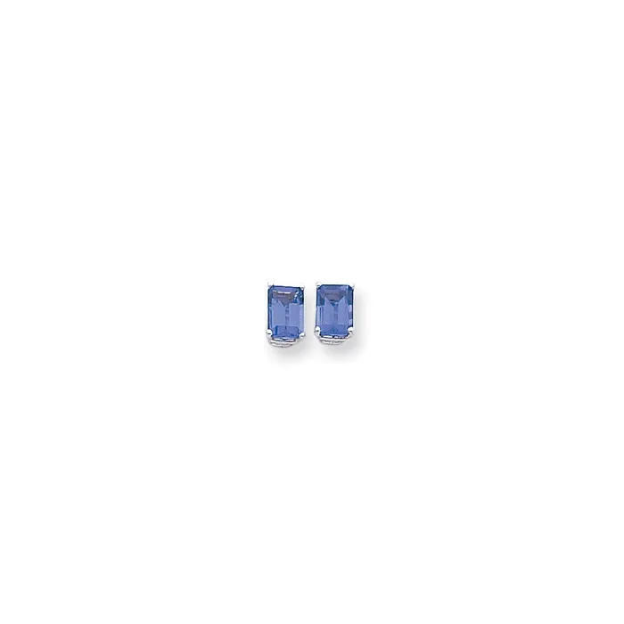 Earrings Goldia 14k White Gold 7x5mm Emerald Cut Tanzanite earring