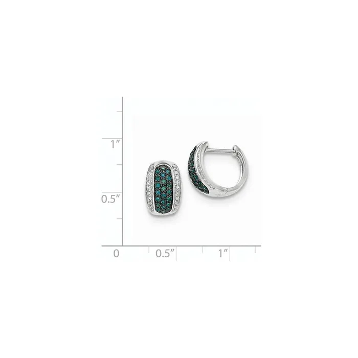 Earrings Goldia 14k White Gold Blue and White Real Diamond Hinged Hoop Earrings