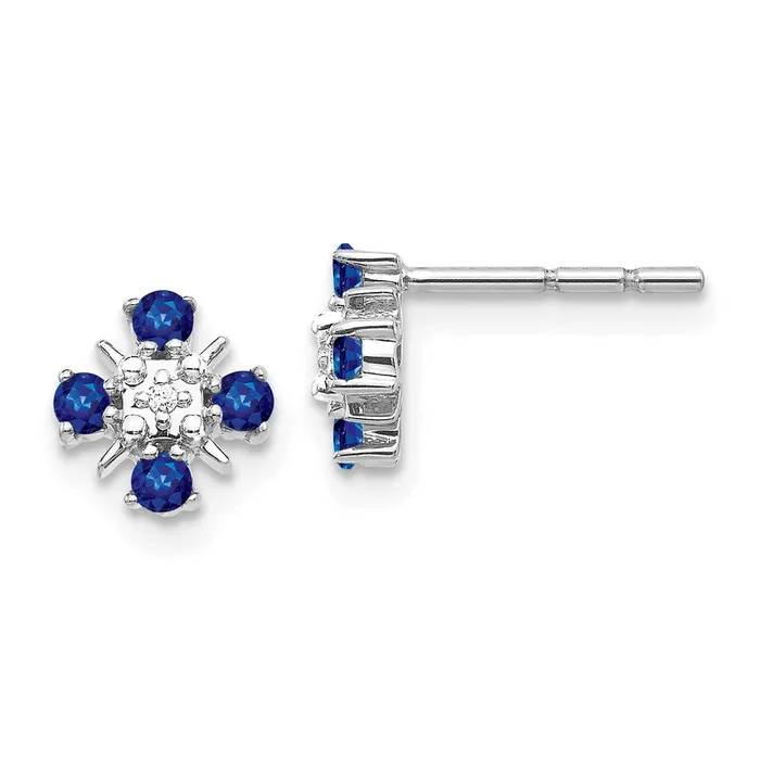 Earrings Goldia 14k White Gold Blue Sapphire and Real Diamond Post Earrings Earrings Goldia 14k White Gold Blue Sapphire and Real Diamond Post Earrings