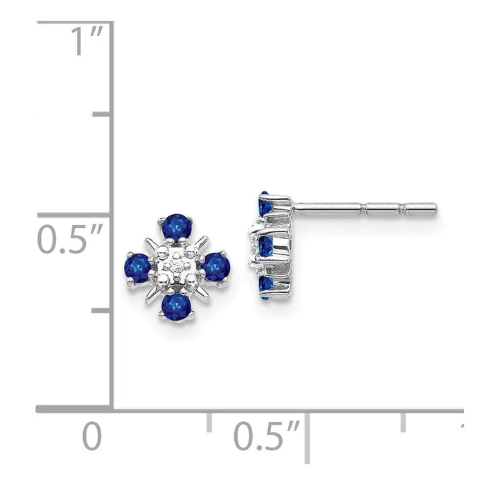 Earrings Goldia 14k White Gold Blue Sapphire and Real Diamond Post Earrings