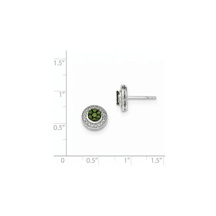 Earrings Goldia 14K White Gold Green u0026 White Real Diamond Post Earring