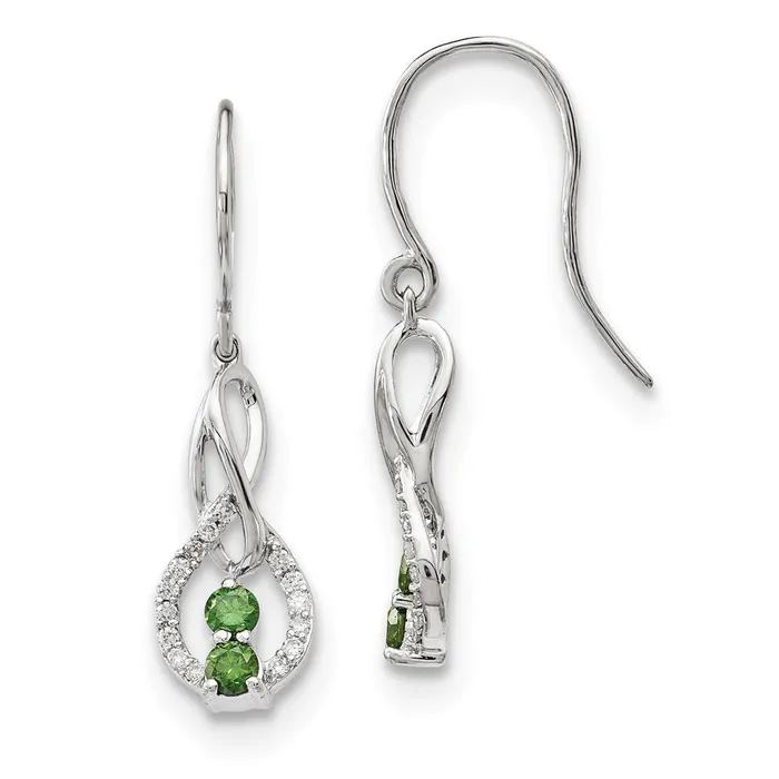 Earrings Goldia 14k White Gold GreenWhite Real Diamond Earrings