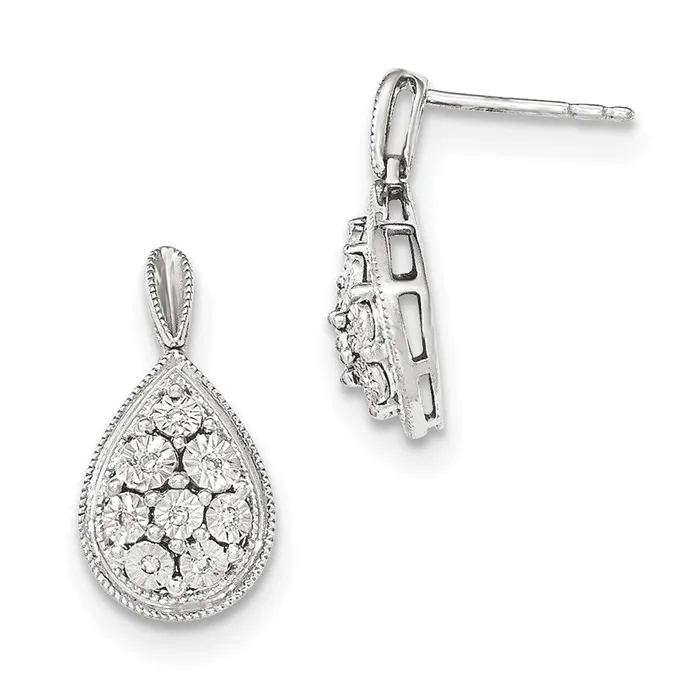 Earrings Goldia 14k White Gold Polished Real Diamond DC Dangle Post Earrings Earrings Goldia 14k White Gold Polished Real Diamond DC Dangle Post Earrings