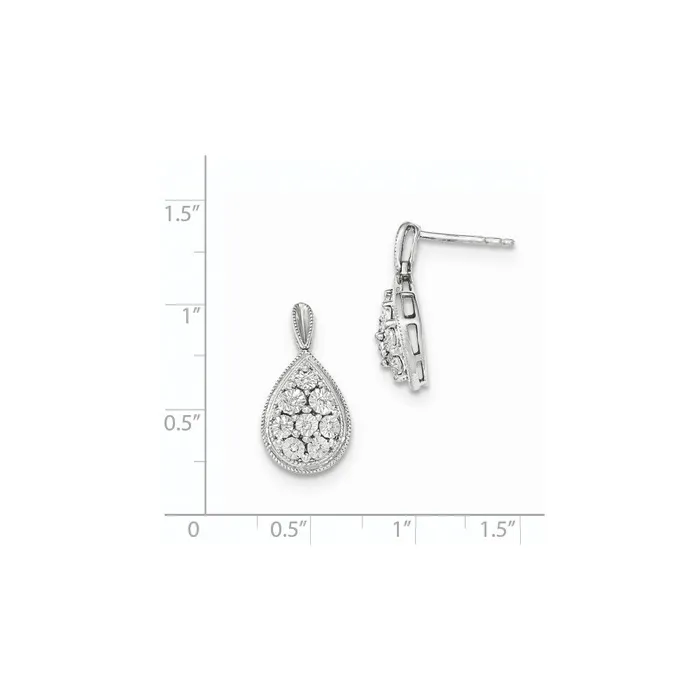 Earrings Goldia 14k White Gold Polished Real Diamond DC Dangle Post Earrings