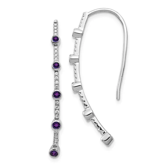 Earrings Goldia 14k White Gold Real Diamond and Amethyst Earrings