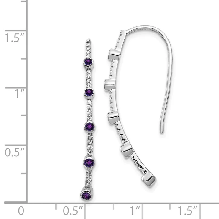 Earrings Goldia 14k White Gold Real Diamond and Amethyst Earrings