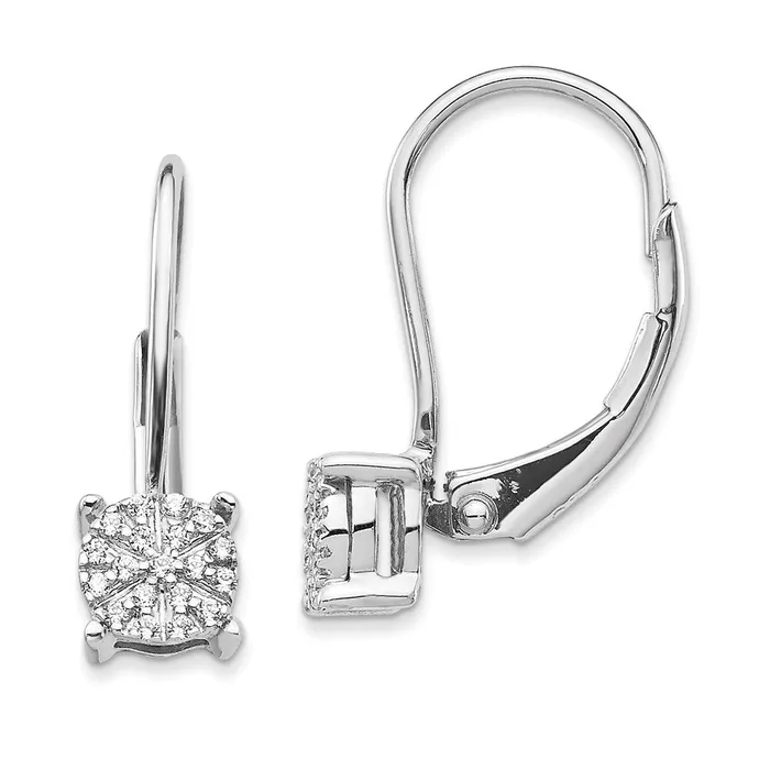 Earrings Goldia 14k White Gold Real Diamond Cluster Leverback Earrings
