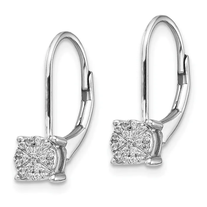Earrings Goldia 14k White Gold Real Diamond Cluster Leverback Earrings
