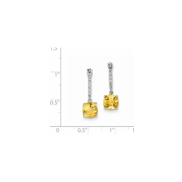 Earrings Goldia 14k White Gold Real Diamond u0026 Citrine Dangle Hinged Hoop Earrings