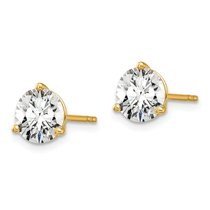 Earrings Goldia 14k Yellow Gold 5 ctw Lab Grown Diamond VSSI G Round 3 Prong Heavy Wt Stud Earrings