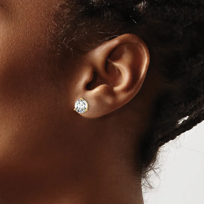 Earrings Goldia 14k Yellow Gold 5 ctw Lab Grown Diamond VSSI G Round 3 Prong Heavy Wt Stud Earrings
