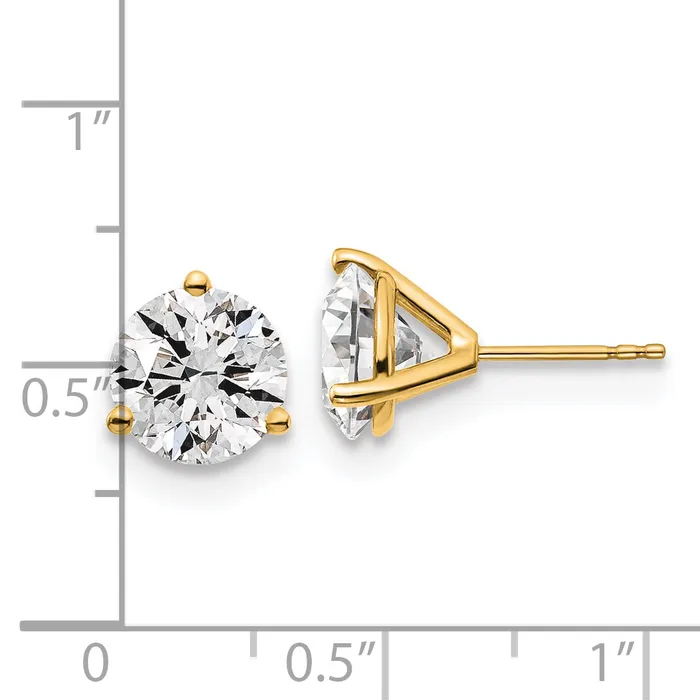 Earrings Goldia 14k Yellow Gold 5 ctw Lab Grown Diamond VSSI G Round 3 Prong Heavy Wt Stud Earrings