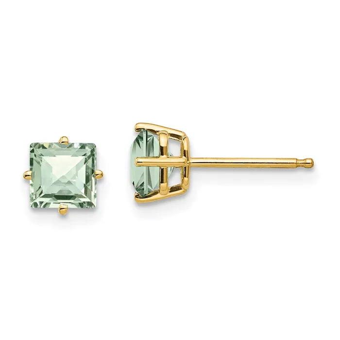 Earrings Goldia 14k Yellow Gold 5mm Square CheckerCut Green Quartz Earrings Earrings Goldia 14k Yellow Gold 5mm Square CheckerCut Green Quartz Earrings