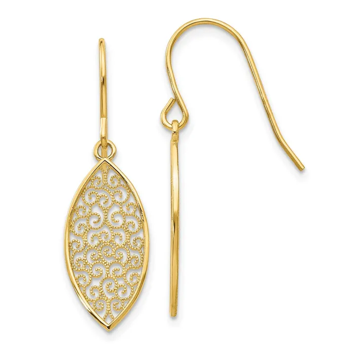Earrings Goldia 14k Yellow Gold Fancy Filigree Teardrop Dangle Earrings