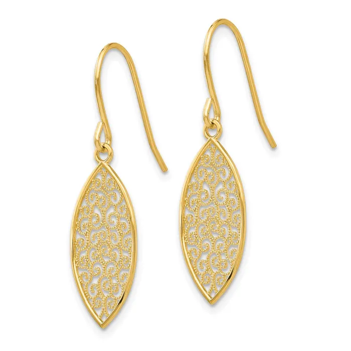 Earrings Goldia 14k Yellow Gold Fancy Filigree Teardrop Dangle Earrings
