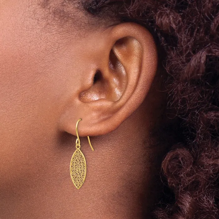 Earrings Goldia 14k Yellow Gold Fancy Filigree Teardrop Dangle Earrings