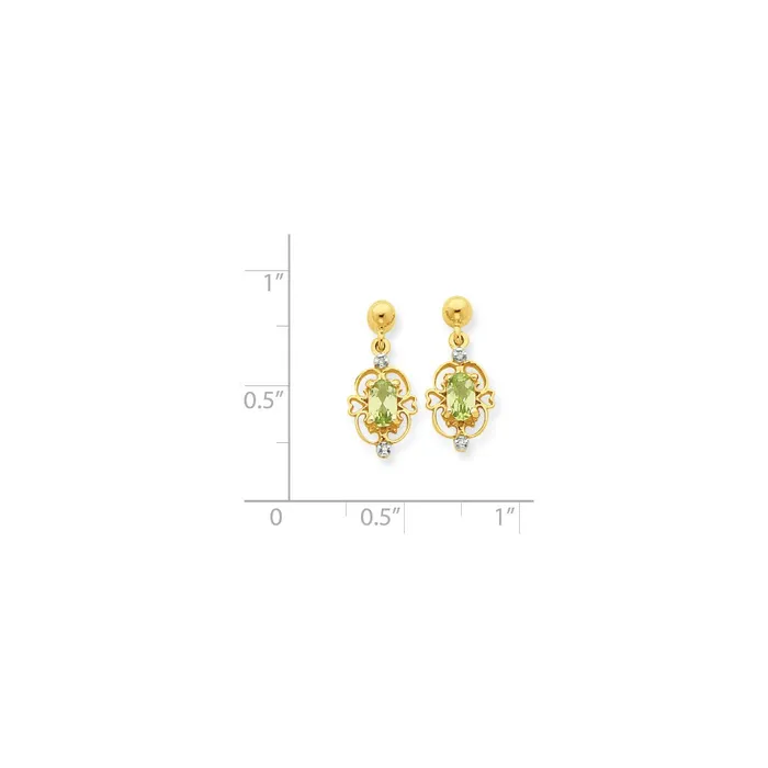 Earrings Goldia 14k Yellow Gold u0026 Rhodium Marquise Peridot u0026 Real Diamond Dangle Post Earrings