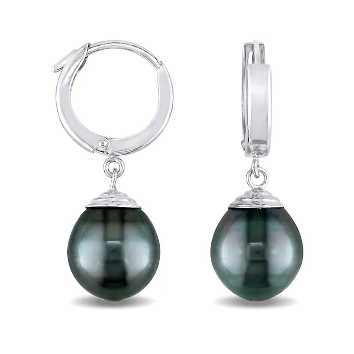 Earrings Goldia 90100mm Baroque Black Cultured Tahitian Pearl Drop Earrings in 14K White Gold Earrings Goldia 90100mm Baroque Black Cultured Tahitian Pearl Drop Earrings in 14K White Gold