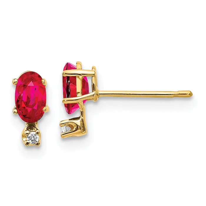 Earrings goldiaca 14k Diamond and Ruby Birthstone Earrings