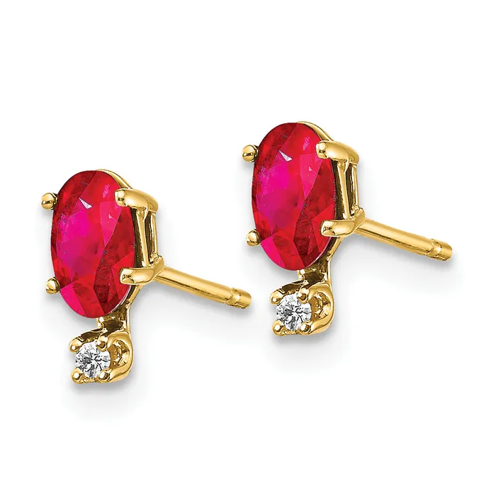 Earrings goldiaca 14k Diamond and Ruby Birthstone Earrings