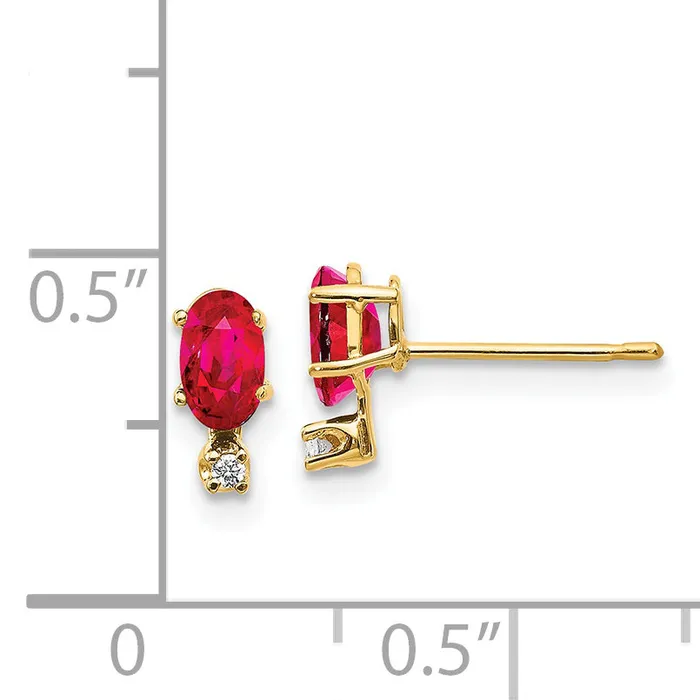 Earrings goldiaca 14k Diamond and Ruby Birthstone Earrings