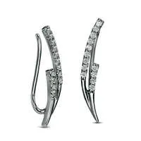 Earrings Goldia LabCreated White Sapphire Pointed Double Row Curve Crawler Earrings in Sterling Silver Earrings Goldia LabCreated White Sapphire Pointed Double Row Curve Crawler Earrings in Sterling Silver