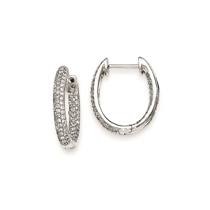 Earrings Goldia Solid 14k White Gold Simulated CZ InOut Hinged Hoop Earrings Earrings Goldia Solid 14k White Gold Simulated CZ InOut Hinged Hoop Earrings