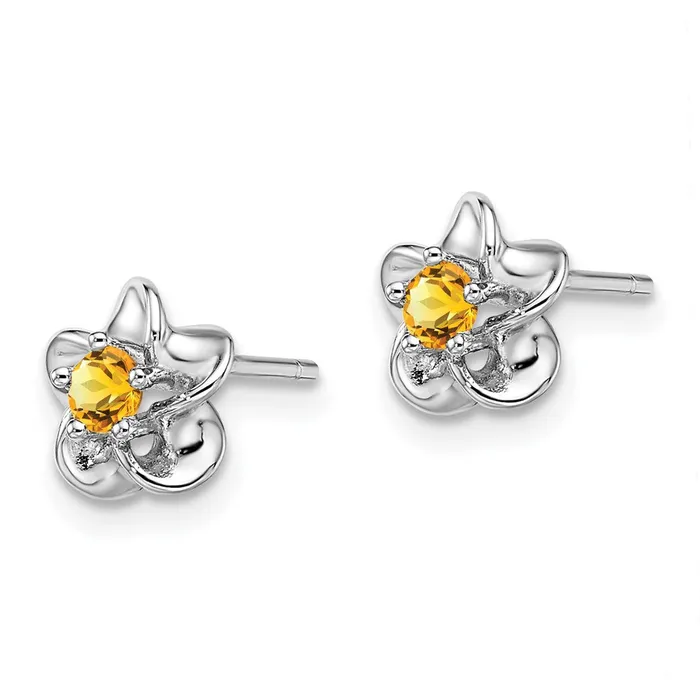 Earrings Goldia Sterling Silver Rhodiumplated Floral Citrine Post Earrings