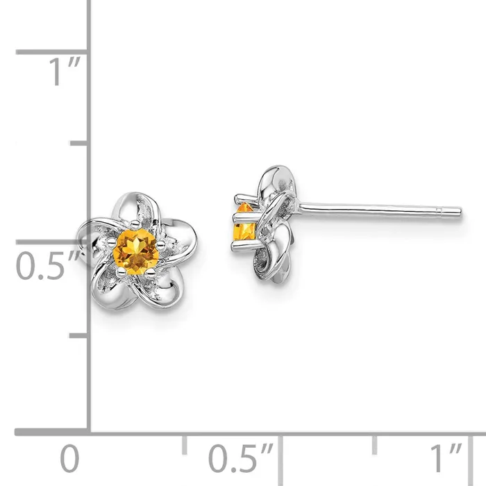 Earrings Goldia Sterling Silver Rhodiumplated Floral Citrine Post Earrings