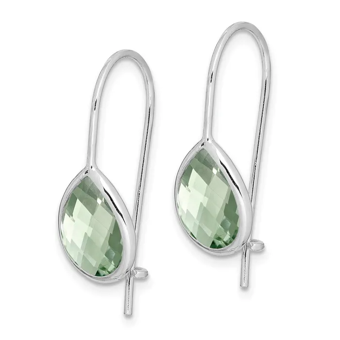 Earrings Goldia Sterling Silver Rhodium Plated Green Quartz Teardrop Earrings