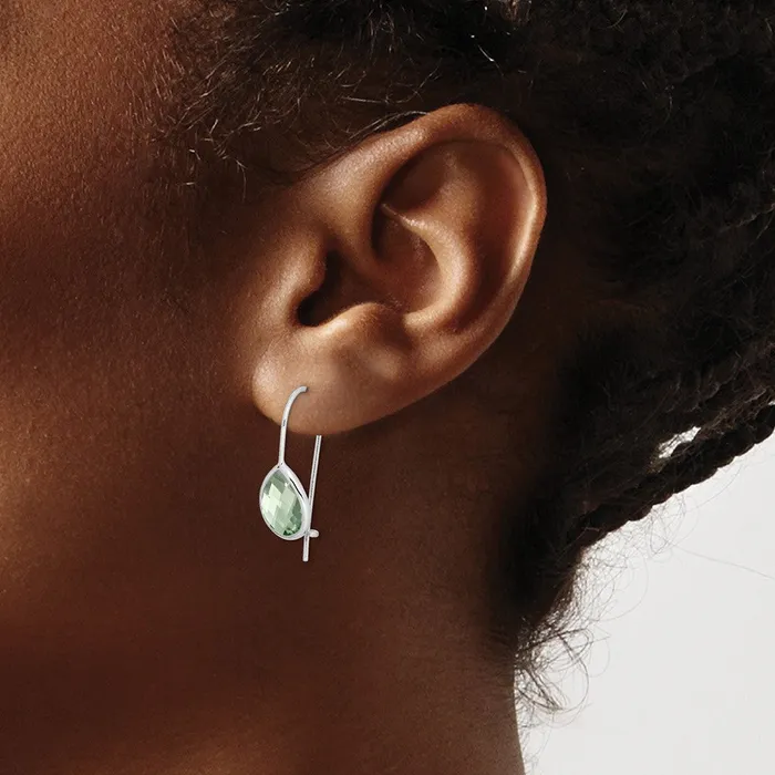 Earrings Goldia Sterling Silver Rhodium Plated Green Quartz Teardrop Earrings