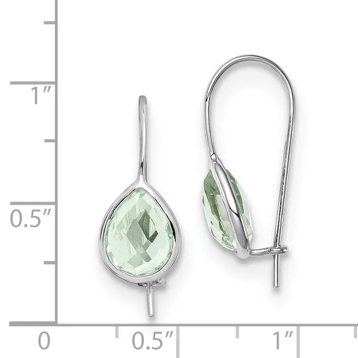 Earrings Goldia Sterling Silver Rhodium Plated Green Quartz Teardrop Earrings