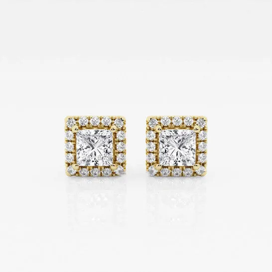 Earrings JMS always Original Brilliant Diamond 14KT Yellow Gold 1 15 cttw PrincessCut Lab Grown Diamond Halo Stud Earrings for Women GVSSI GSI Earrings JMS always Original Brilliant Diamond 14KT Yellow Gold 1 15 cttw PrincessCut Lab Grown Diamond Halo Stud Earrings for Women GVSSI GSI