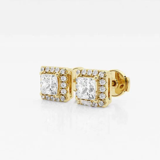 Earrings JMS always Original Brilliant Diamond 14KT Yellow Gold 1 15 cttw PrincessCut Lab Grown Diamond Halo Stud Earrings for Women GVSSI GSI Earrings JMS always Original Brilliant Diamond 14KT Yellow Gold 1 15 cttw PrincessCut Lab Grown Diamond Halo Stud Earrings for Women GVSSI GSI