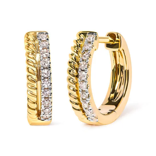 Earrings JMS always Original Haus of Brilliance 10K Yellow Gold 110 Cttw Diamond and Rope Twist Huggy Hoop Earrings HI Color I1I2 Clarity Earrings JMS always Original Haus of Brilliance 10K Yellow Gold 110 Cttw Diamond and Rope Twist Huggy Hoop Earrings HI Color I1I2 Clarity