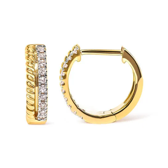 Earrings JMS always Original Haus of Brilliance 10K Yellow Gold 110 Cttw Diamond and Rope Twist Huggy Hoop Earrings HI Color I1I2 Clarity Earrings JMS always Original Haus of Brilliance 10K Yellow Gold 110 Cttw Diamond and Rope Twist Huggy Hoop Earrings HI Color I1I2 Clarity
