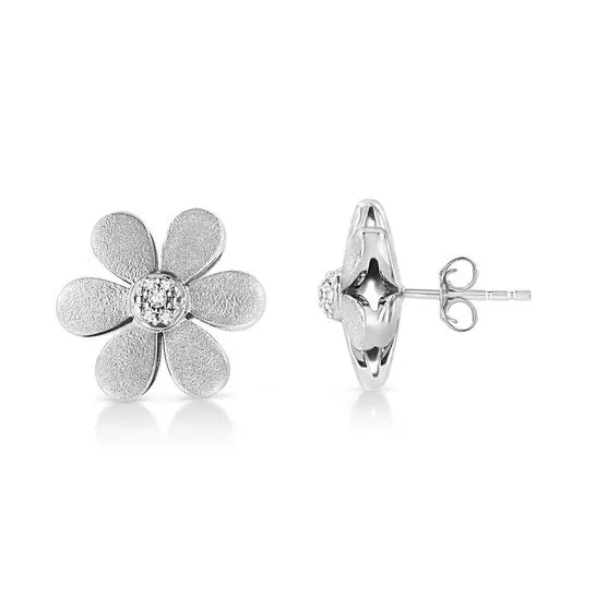 Earrings JMS always Original Haus of Brilliance Matte Finished 925 Sterling Silver Diamond Accent Flower Hoop Stud Earring IJ Color I1I2 Clarity Earrings JMS always Original Haus of Brilliance Matte Finished 925 Sterling Silver Diamond Accent Flower Hoop Stud Earring IJ Color I1I2 Clarity