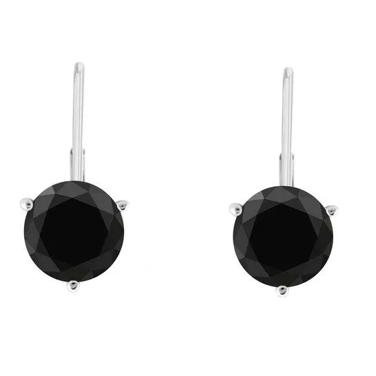 Earrings JMS always Original Maulijewels 100 Carat Natural Black Diamond Three Prong Set Martini Leverback Earrings For Womens In 14K Solid White Gold Earrings JMS always Original Maulijewels 100 Carat Natural Black Diamond Three Prong Set Martini Leverback Earrings For Womens In 14K Solid White Gold
