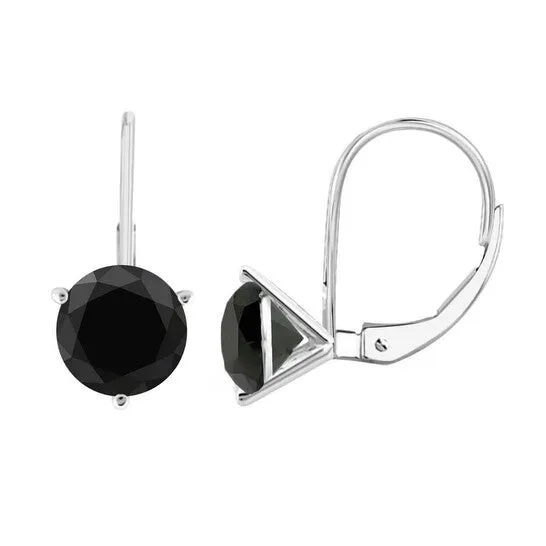 Earrings JMS always Original Maulijewels 100 Carat Natural Black Diamond Three Prong Set Martini Leverback Earrings For Womens In 14K Solid White Gold Earrings JMS always Original Maulijewels 100 Carat Natural Black Diamond Three Prong Set Martini Leverback Earrings For Womens In 14K Solid White Gold