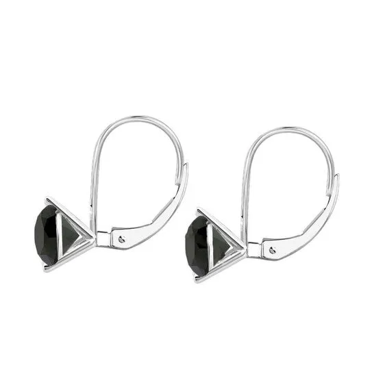 Earrings JMS always Original Maulijewels 100 Carat Natural Black Diamond Three Prong Set Martini Leverback Earrings For Womens In 14K Solid White Gold Earrings JMS always Original Maulijewels 100 Carat Natural Black Diamond Three Prong Set Martini Leverback Earrings For Womens In 14K Solid White Gold