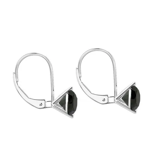 Earrings JMS always Original Maulijewels 100 Carat Natural Black Diamond Three Prong Set Martini Leverback Earrings For Womens In 14K Solid White Gold Earrings JMS always Original Maulijewels 100 Carat Natural Black Diamond Three Prong Set Martini Leverback Earrings For Womens In 14K Solid White Gold