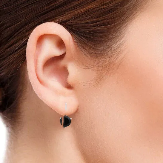 Earrings JMS always Original Maulijewels 100 Carat Natural Black Diamond Three Prong Set Martini Leverback Earrings For Womens In 14K Solid White Gold Earrings JMS always Original Maulijewels 100 Carat Natural Black Diamond Three Prong Set Martini Leverback Earrings For Womens In 14K Solid White Gold