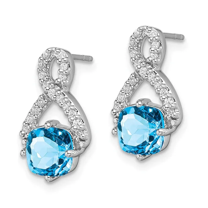 Earrings Solid 14k White Gold Simulated Blue Topaz and CZ Earrings Goldia Earrings Solid 14k White Gold Simulated Blue Topaz and CZ Earrings Goldia