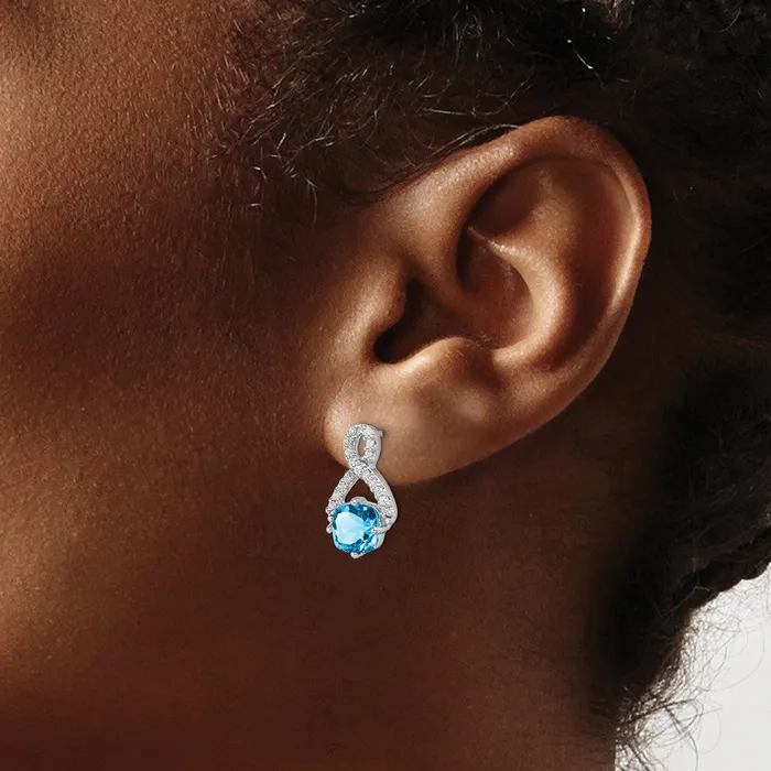 Earrings Solid 14k White Gold Simulated Blue Topaz and CZ Earrings Goldia Earrings Solid 14k White Gold Simulated Blue Topaz and CZ Earrings Goldia