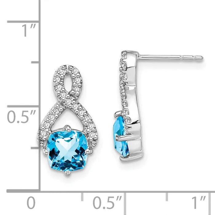 Earrings Solid 14k White Gold Simulated Blue Topaz and CZ Earrings Goldia Earrings Solid 14k White Gold Simulated Blue Topaz and CZ Earrings Goldia