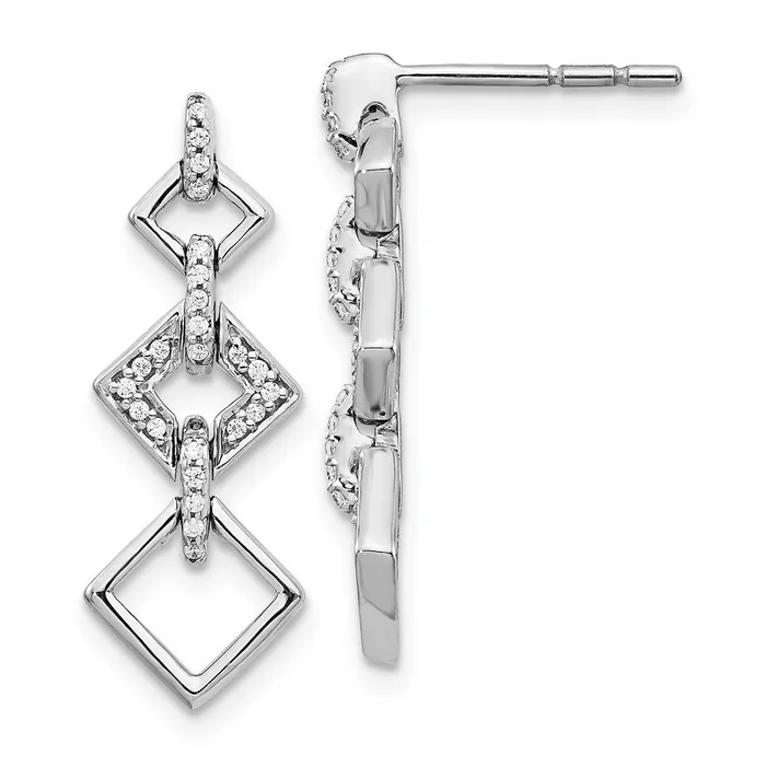 Earrings Solid 14k White Gold Simulated CZ Fancy Dangle Earrings Goldia
