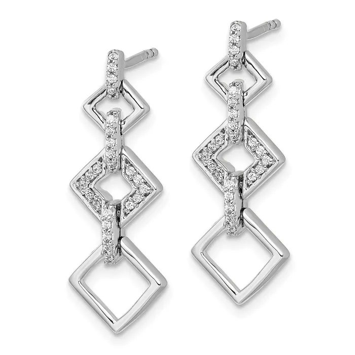 Earrings Solid 14k White Gold Simulated CZ Fancy Dangle Earrings Goldia