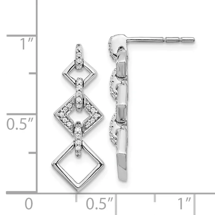Earrings Solid 14k White Gold Simulated CZ Fancy Dangle Earrings Goldia